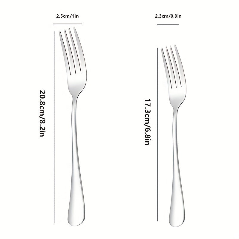 6pcs Stainless Steel Dinner Salad Dessert Forks Mirror Polished