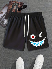 Smile Print Men's Activewear Drawstring Shorts