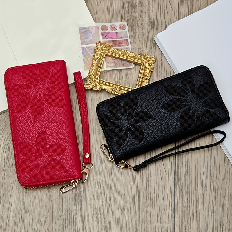 Women's Long Wallet Coin Purse Retro Flower Handheld Large Capacity Purse