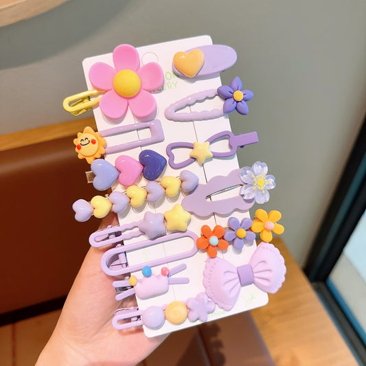 14pcs Girls Cartoon Colorful Hair Clip Girls Candy Hairpin