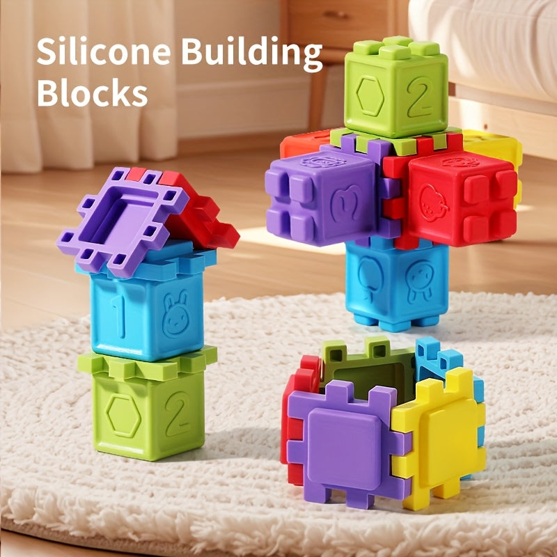 12pcs Large Building Blocks Shapes Letters Fruits Animals Vibrant Col