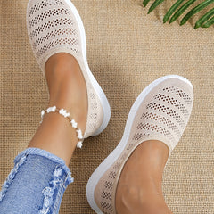 Women's Hollow Out Knit Flat Shoes Slip On Mesh Lightweight Casual Outdoor Shoes
