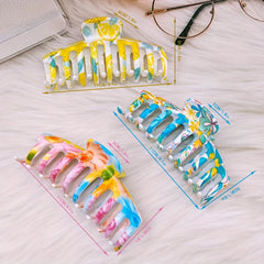 3pcs Colorful Hair Claw Clip Flower Printed Ponytail Holder Hair Accessories