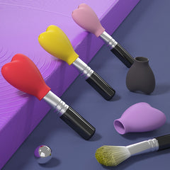 3pcs Silicone Makeup Brush Covers - Heart Shaped Travel Brush Holder