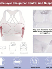 Strappy Racerback Yoga Sports Bra Wirefree Pads Medium Impact