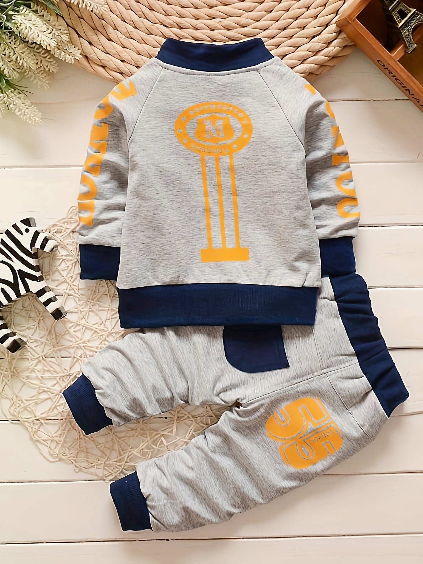 3pc Kids Cotton Suit Set Zipper Coat T-shirt Trousers Party Cl