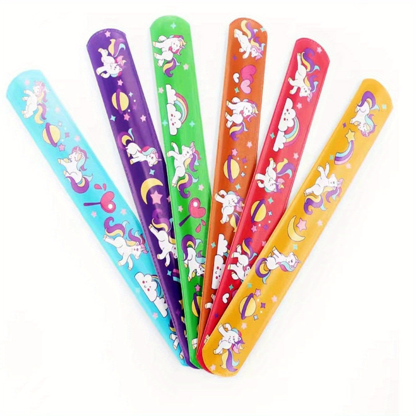 12pcs Unicorn Slap Bracelets Cartoon Pop Circle Kid Toys Bracelets Party Decor