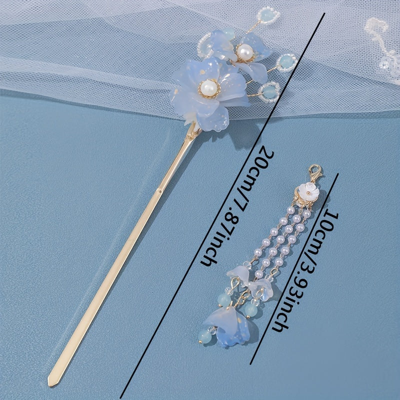 Flower Hairpin Women's Hair Headdress Beaded Tassel Hair Accessories