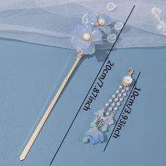 Flower Hairpin Women's Hair Headdress Beaded Tassel Hair Accessories
