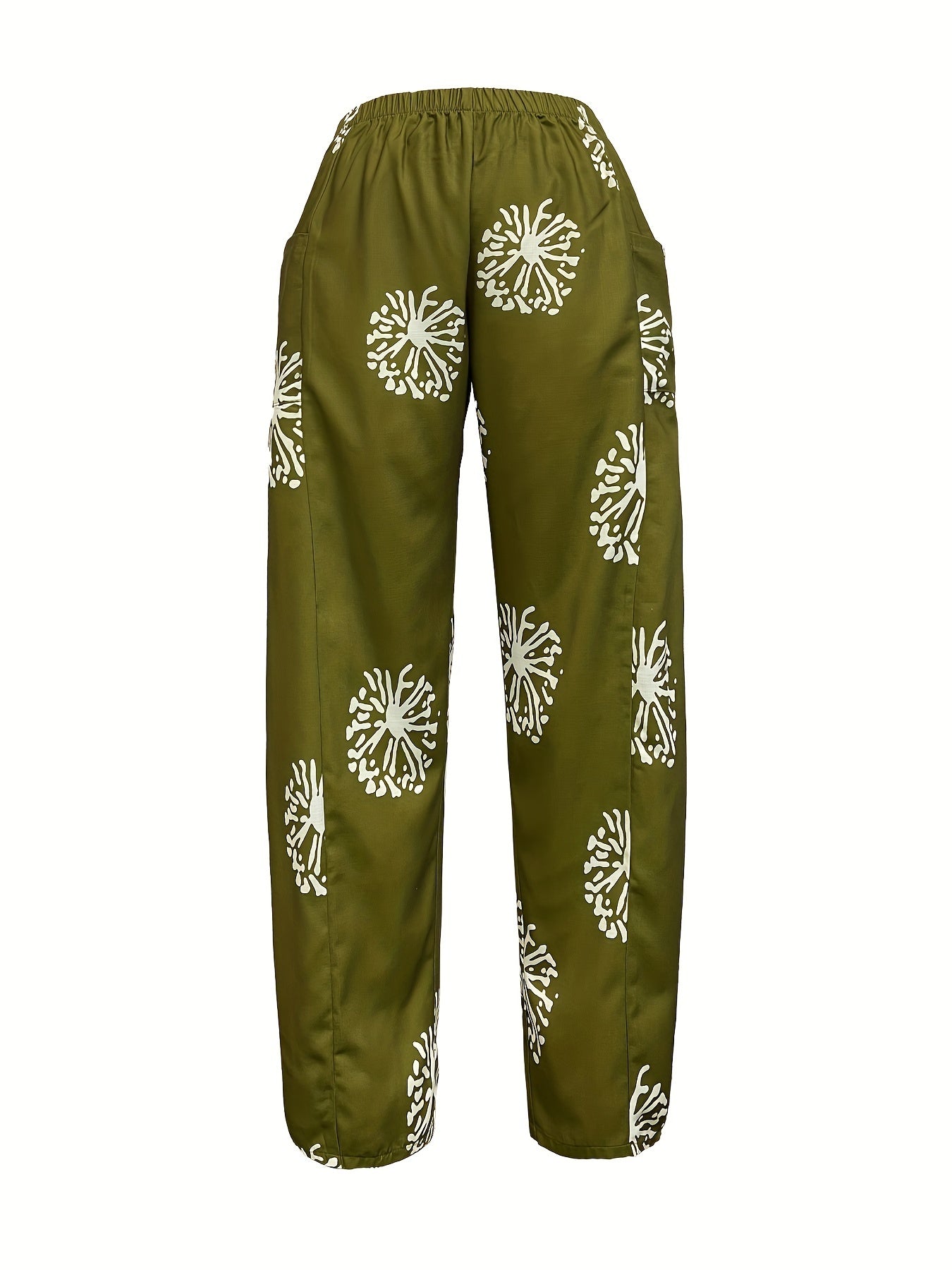 Women's Plus Dandelion Print Wide Leg Pants With Pockets