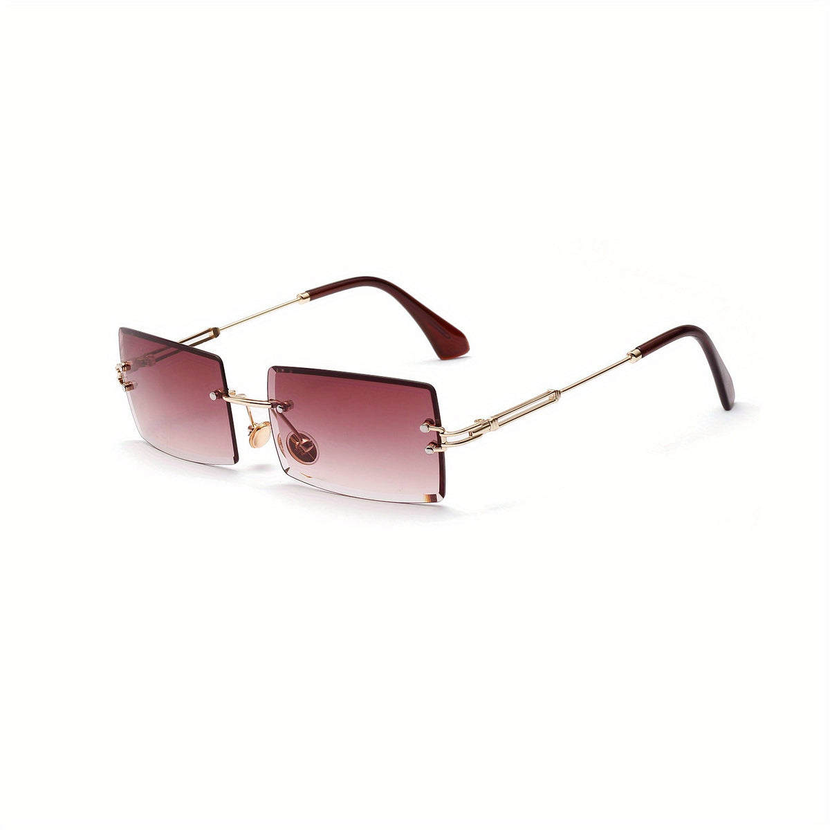 Women's Rectangle Rimless Sunglasses Metal Square UV400 Sun Shades