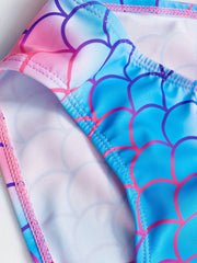 Girls Mermaid Style Fish Scale Tankini Swimsuit