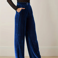  Velvet High Rise Wide Leg Trousers
