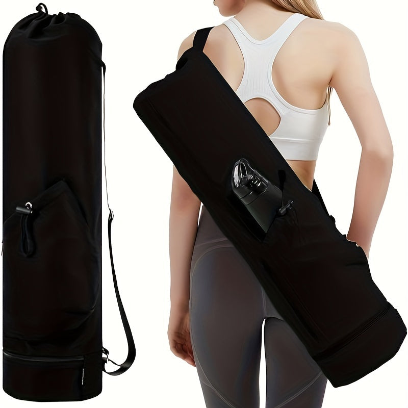 Sports Yoga Mat Storage Bag With Water Bottle Pocket & Bottom Bag