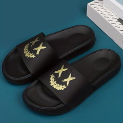 Men's Cartoon Smile Slip On Slides Soft Sole Slippers