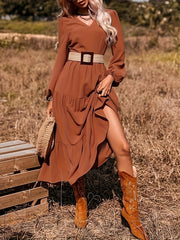 Women's Plus Lantern Sleeve Maxi Smock Dress