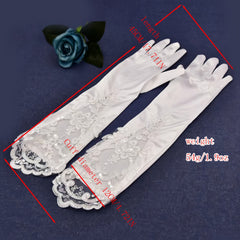Satin Bridal Gloves with Sequin Accents Long Sleeve