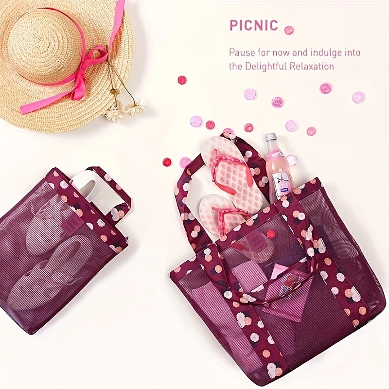 Large Capacity Mesh Beach Shoulder Bag Handbag Travel Storage Bag