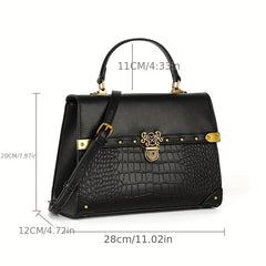 Crocodile Pattern Crossbody Bag Top Handle Satchel Handbag