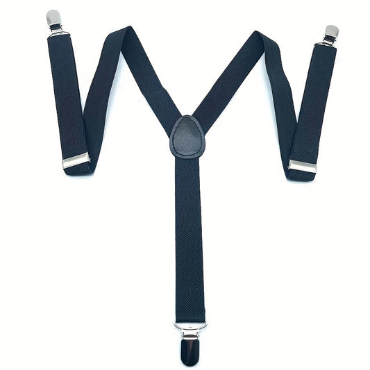 Men's Casual Business Suit Suspenders Elastic Plain Suspenders