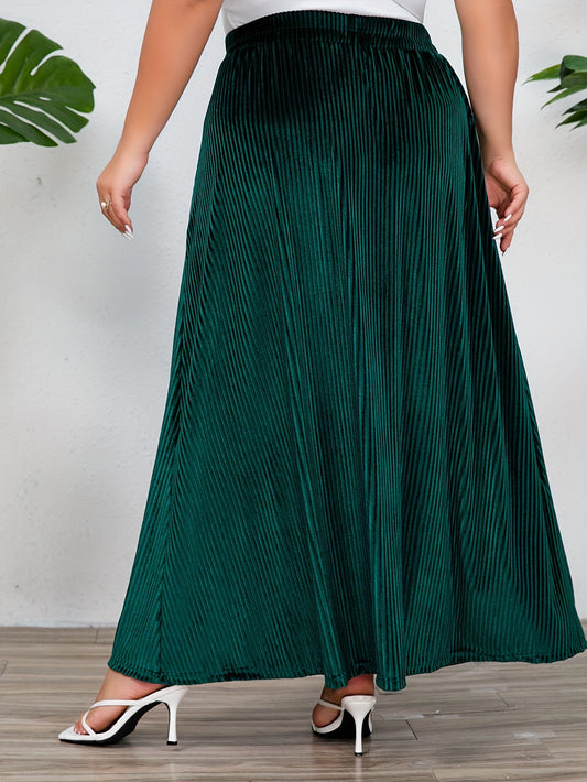 Women's Plus Size High Waisted Pleated Skirt for Fall & Winter