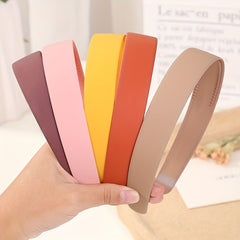 5pcs Matte Morandi Wide Headband Solid Headdress Style Hair Band