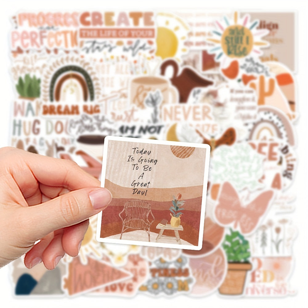 50pcs Bohemian Motivational Stickers for Notebooks Water Bottles & More