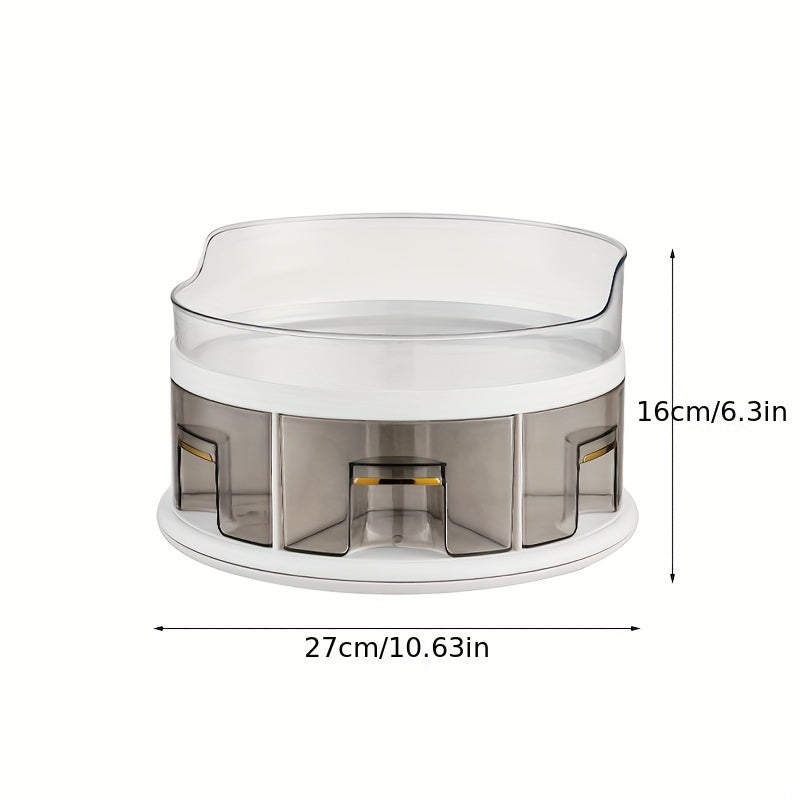 2 Tier Spice Organizer with Divided Bins and Rotating Turntable