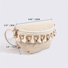 Boho Woven Fanny Pack Tassel Crossbody Bag