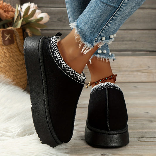 Women's Platform Short Boots Plush Lined Ankle Boots Winter Comfort