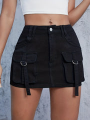 Cargo Denim Skirt Slim Fit Y2K Style Women's Clothing