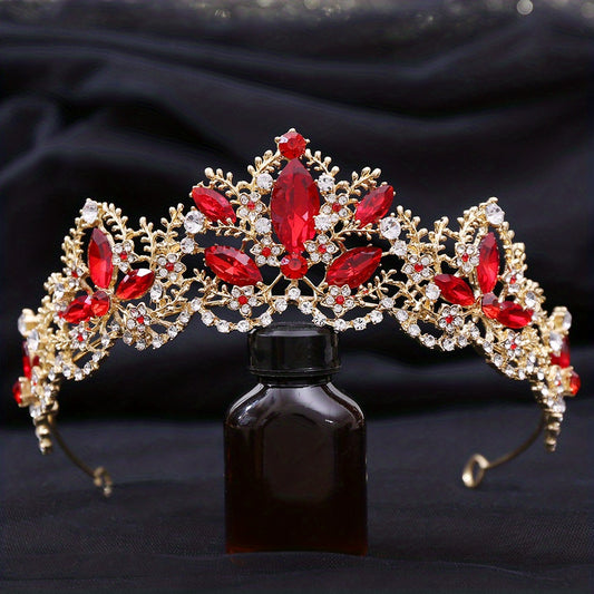 Golden Rhinestone Tiara for Bride - Birthday Princess Crown