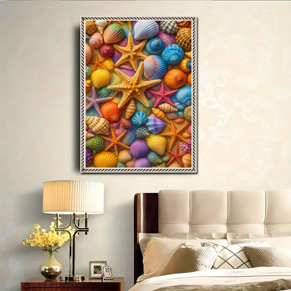 Vibrant Seashell Themed 5D Diamond Art Kit for Adults