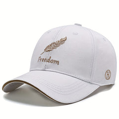 Feather Wheat Embroidery Baseball Cap Solid Cotton Dad Hat Unisex Casual Couple