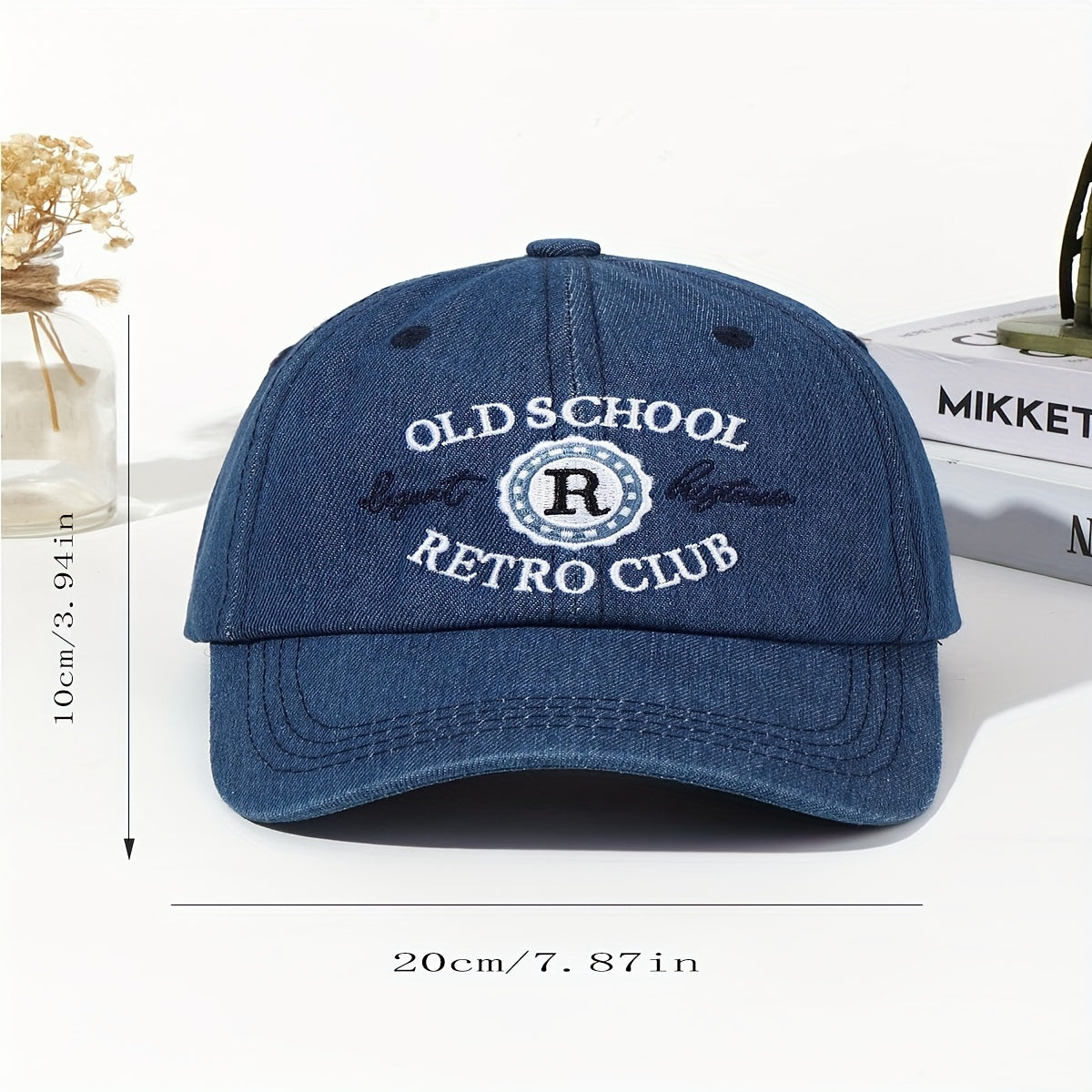 Vintage Letter Embroidery Washed Denim Snapback Hat Baseball Cap