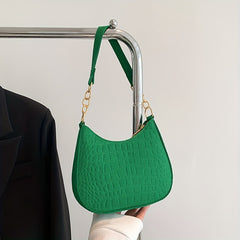 Stone Pattern Underarm Bag Fabric Textured Zipper Purse