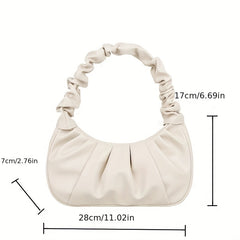 Minimalist Ruched Baguette Bag Solid Underarm Bag Zipper