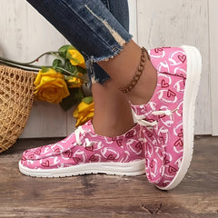 Women's Skateboard Shoes with Rugby & Heart Pattern Canvas Footwear