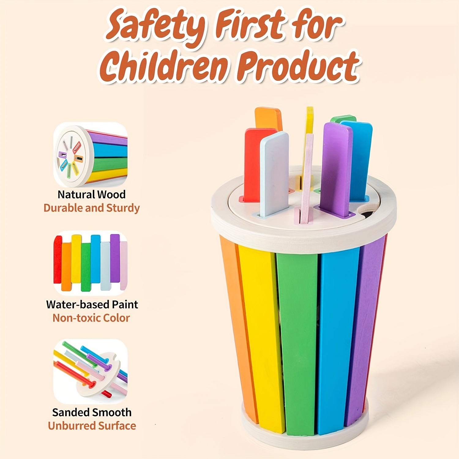 Wooden Shape Sorter Toy for Toddlers Educational Learning Set
