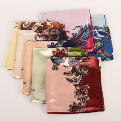 Leaf Pattern Silk Scarf Bandana Headband for Women
