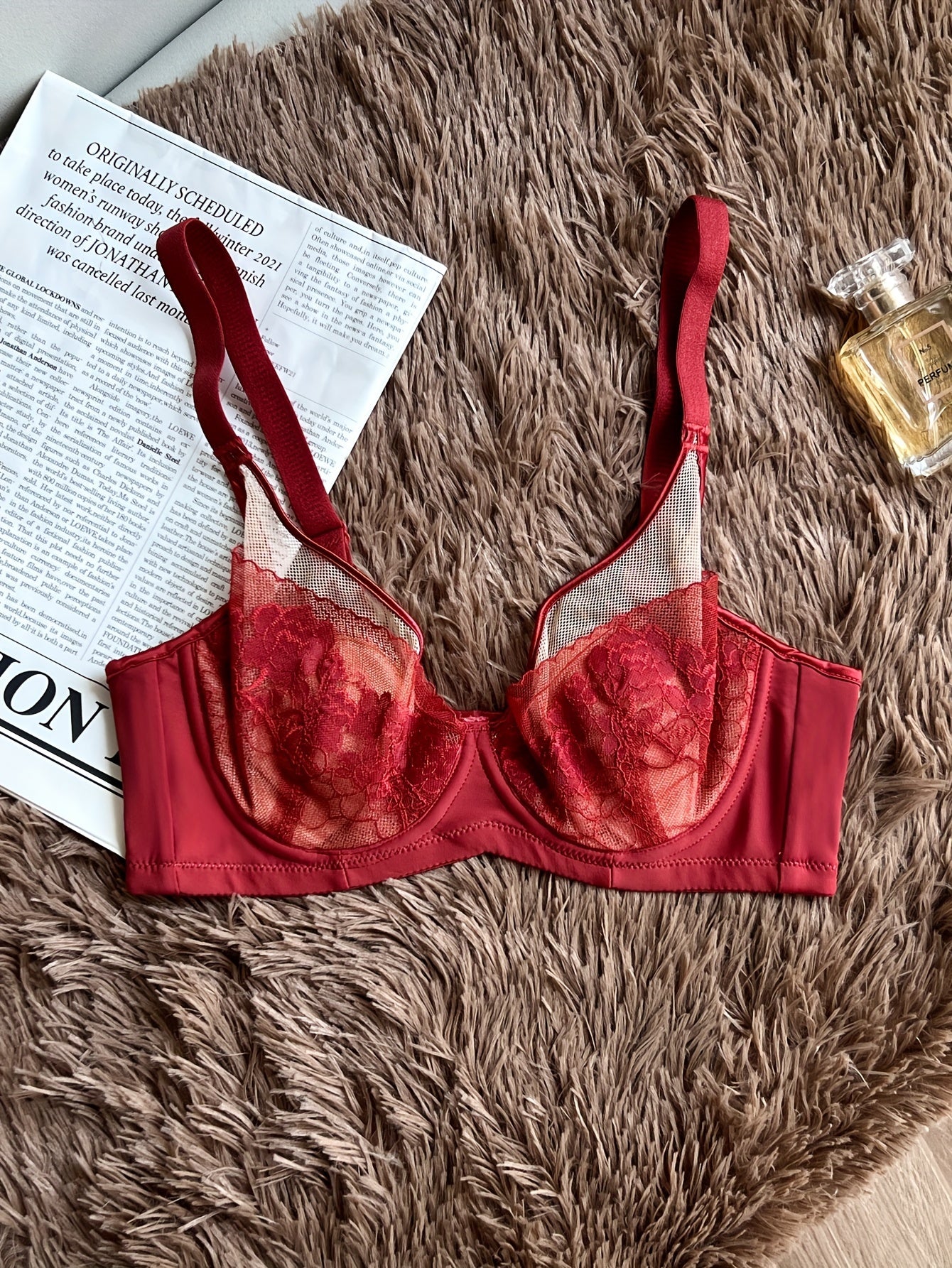 Christmas Lace Push Up Bra Comfy & Breathable Ultra thin Bra Women's Lingerie