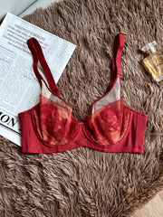 Christmas Lace Push Up Bra Comfy & Breathable Ultra thin Bra Women's Lingerie