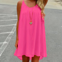  Casual Dress Women's Plus Round Neck Backless Loose Fit Dress