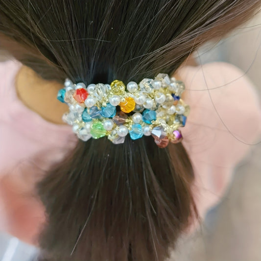 2pcs Crystal Hair Ropes Beaded Hair Rings For Girls