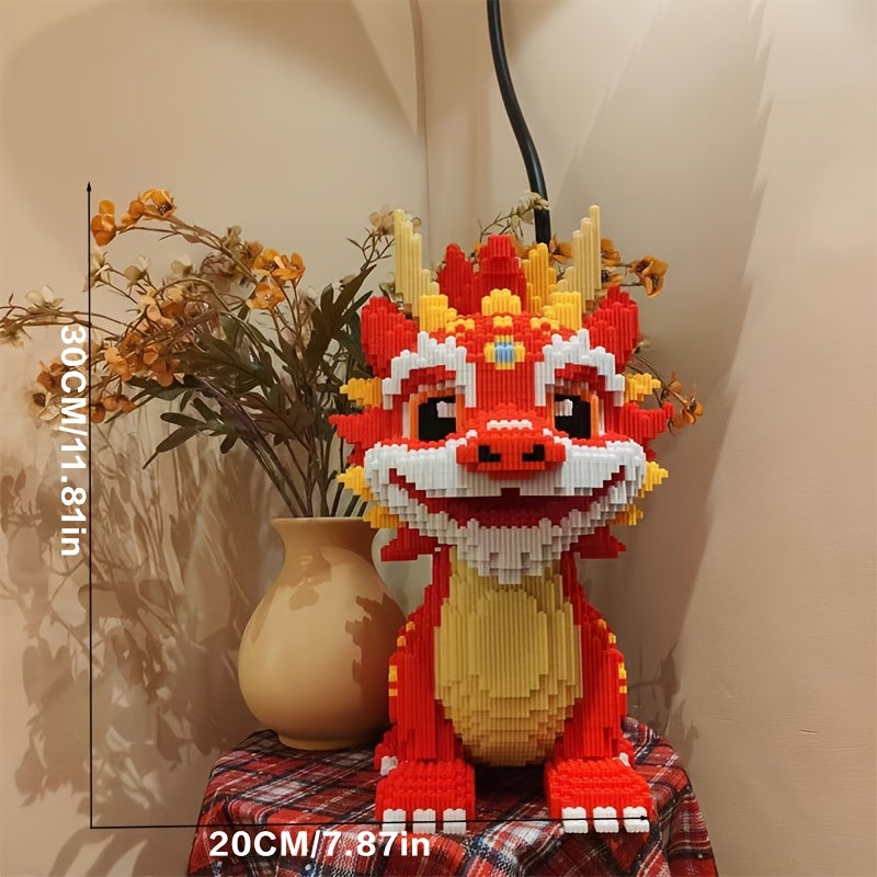 8120pcs Red Kylin Dragon Building Kit Colorful Animal Model Craft Set
