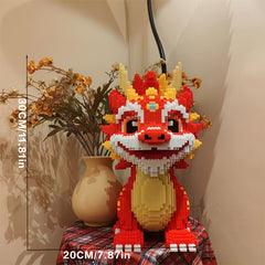 8120pcs Red Kylin Dragon Building Kit Colorful Animal Model Craft Set