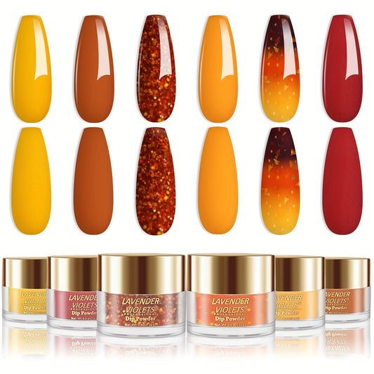 0.5oz X 6 Colors Dipping Powder Set Yellow Orange Red