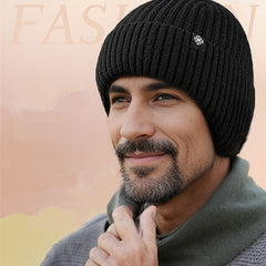 Men's Plush Wool Knitted Hat Winter Thick Warm Cap