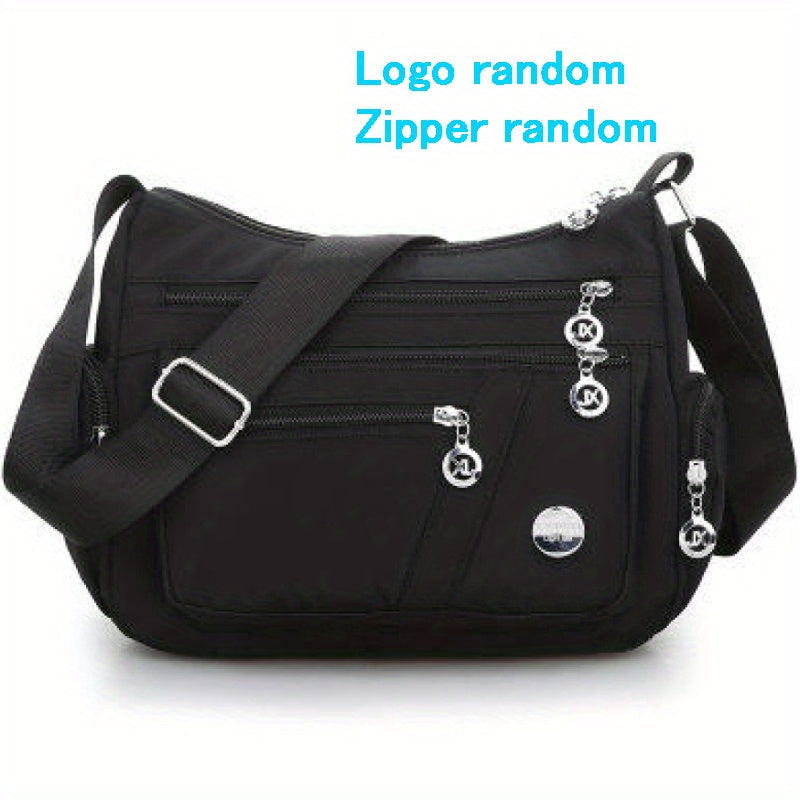 Large Capacity Zipper Shoulder Bag Waterproof Solid Casual Crossbody Bag