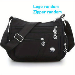Large Capacity Zipper Shoulder Bag Waterproof Solid Casual Crossbody Bag